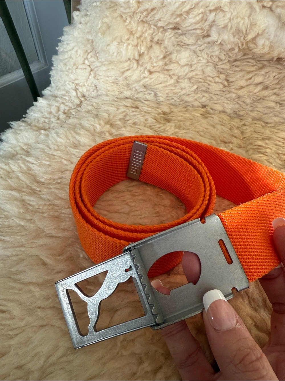 Y2K Puma Orange Canvas Belt - Picture 3 of 7